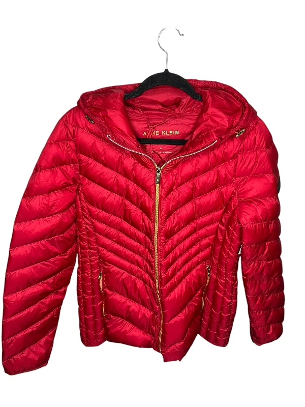 Jacket Puffer & Quilted By Anne Klein In Red, Size: M