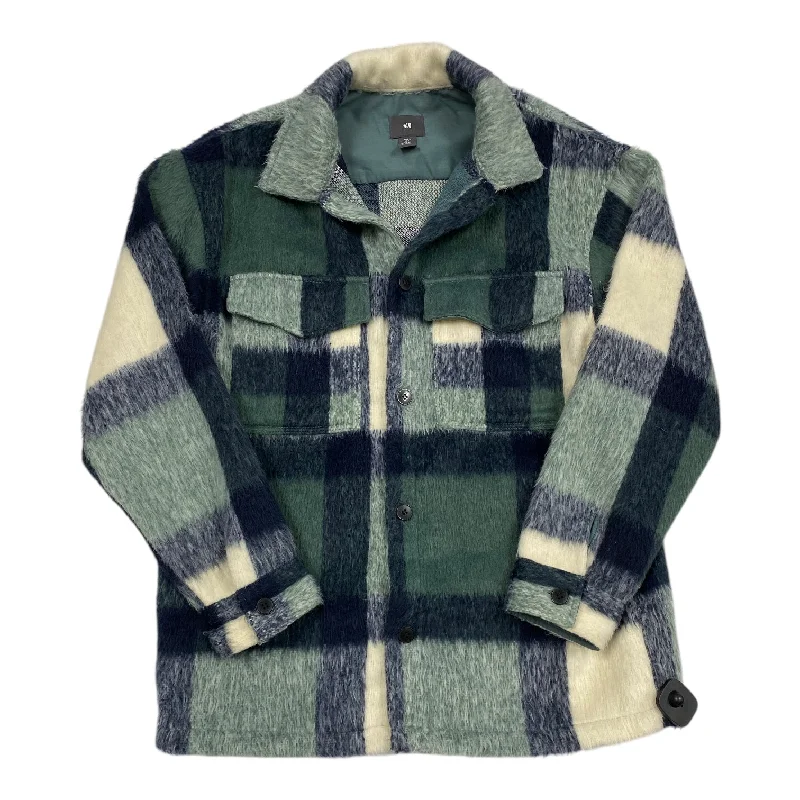 Jacket Shirt By H&m In Blue & Green, Size: M