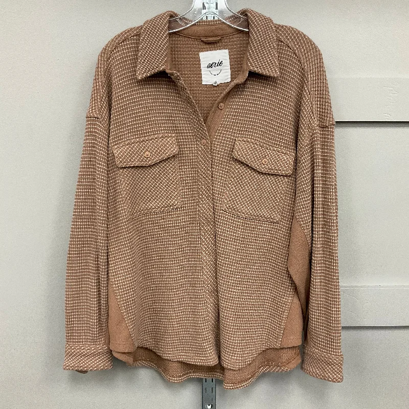 Jacket Shirt By Aerie In Brown, Size: M