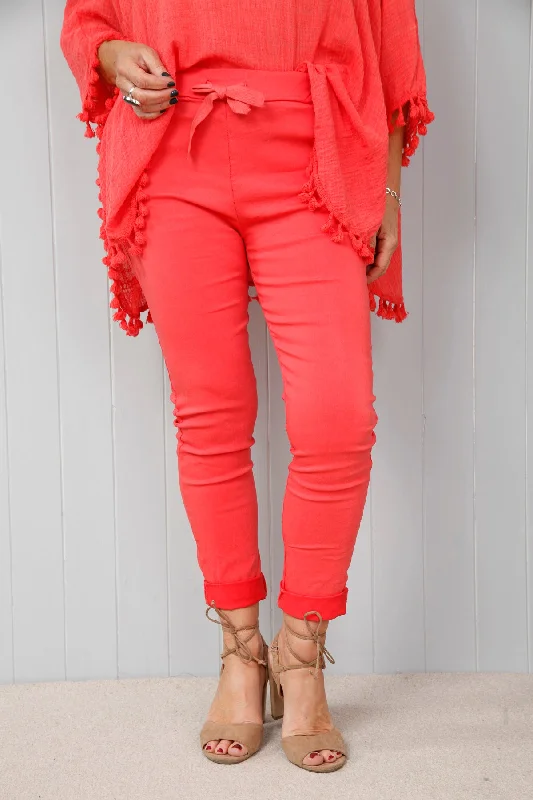 Coral Plain Magic Pants