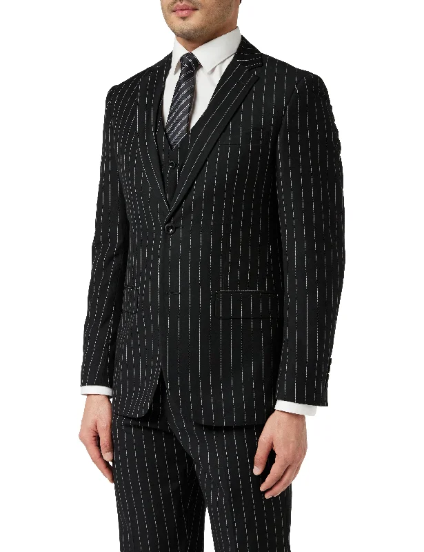 CLASSIC BLACK WHITE PINSTRIPE JACKET