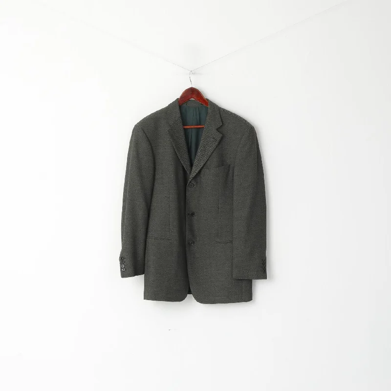 Hugo Boss Men 40 50 Blazer Grey Green Wool Super 100 HERR Single Breasted Jacket