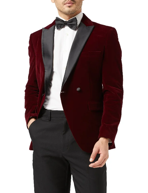 WILLS - Burgundy Soft Velvet Dinner Jacket