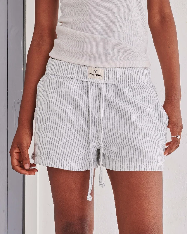 White & Green Pinstripe Short Shorts