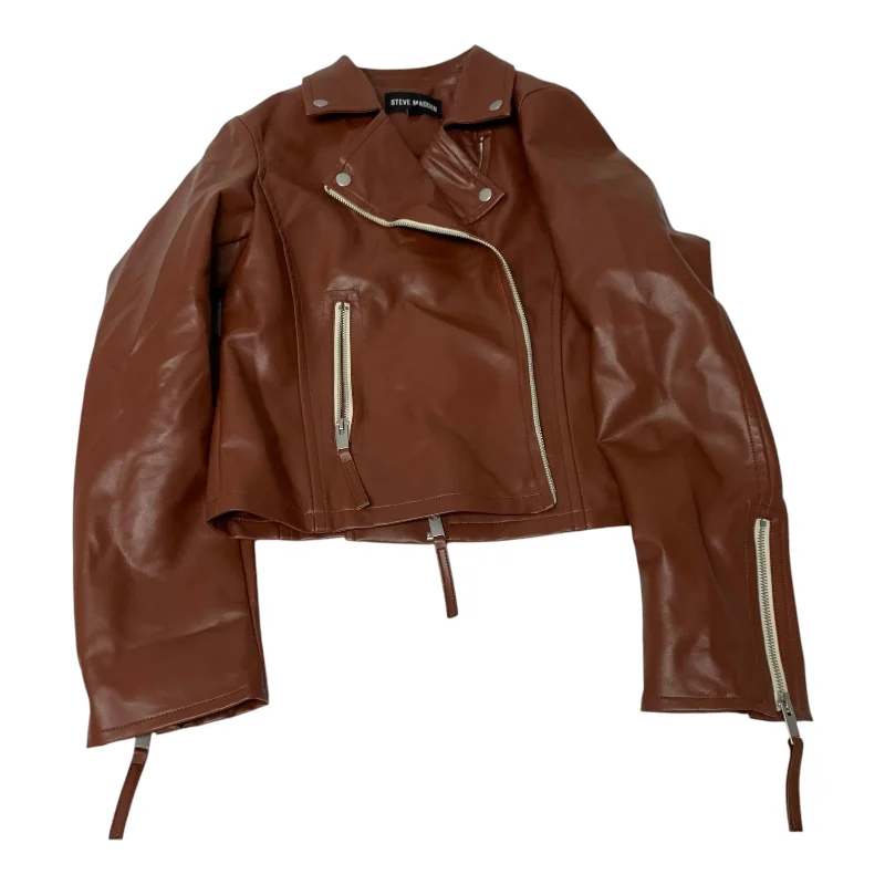 Jacket Moto By Steve Madden In Brown, Size: M