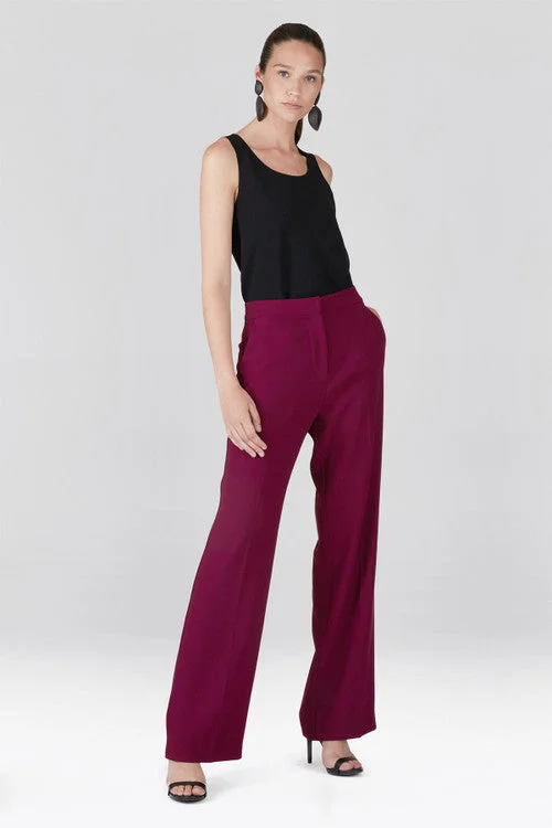 Solid Crepe Trouser Pants