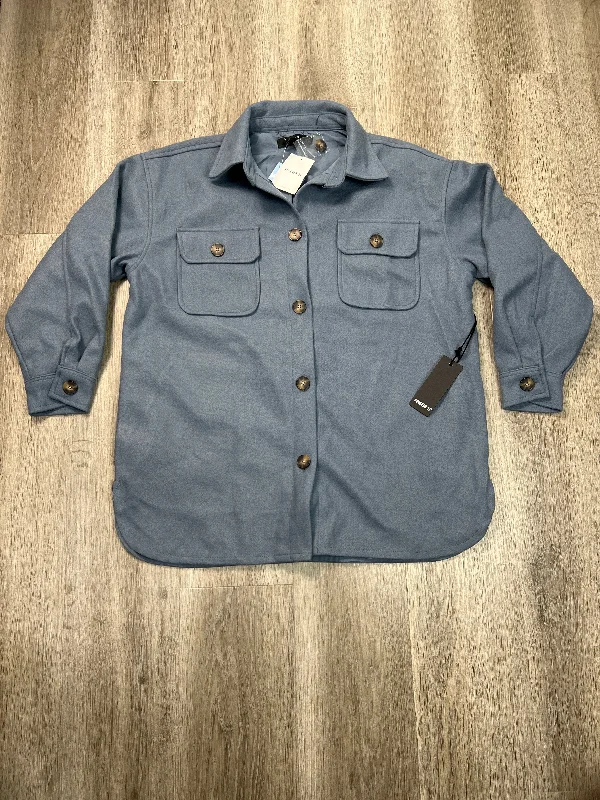 Jacket Shirt By Forever 21 In Blue, Size: S