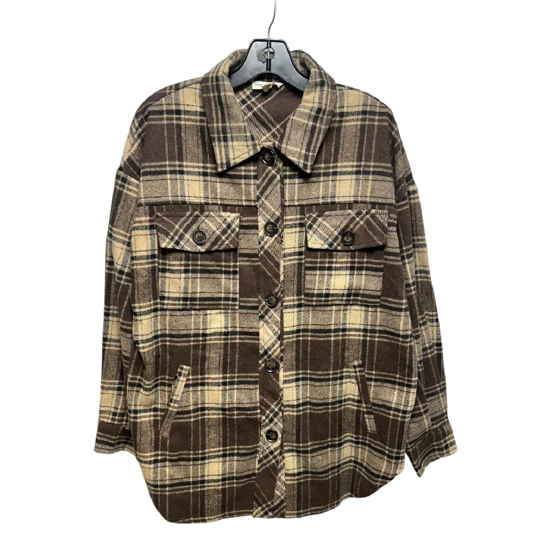 Jacket Shirt By Main Strip In Plaid Pattern, Size: S