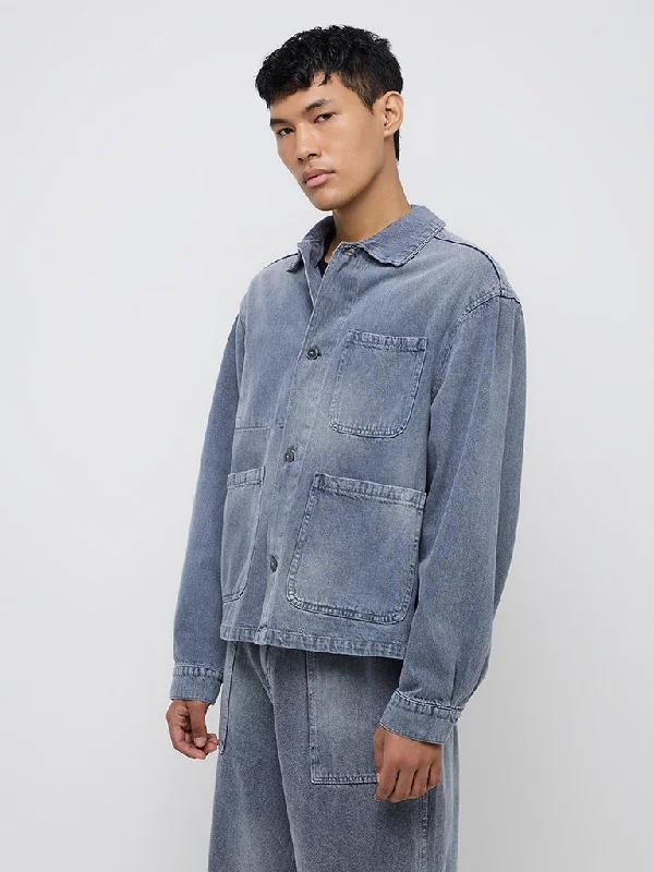 Nuon Blue Enzyme-Washed Relaxed-Fit Cotton Jacket