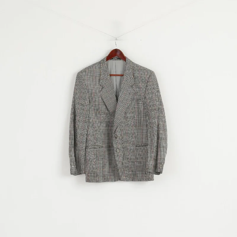 Falbe Dormeuil Men 38 Blazer Wool Houndstooth Single Breasted Vintage Multicoloured Jacket