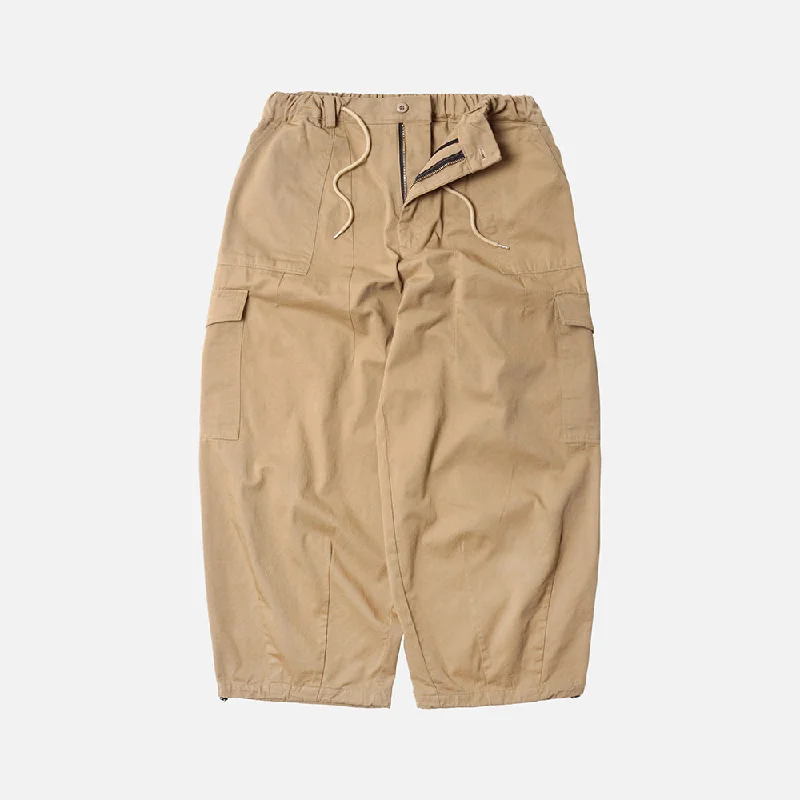 TWILL CARGO BALLOON PANTS - BEIGE