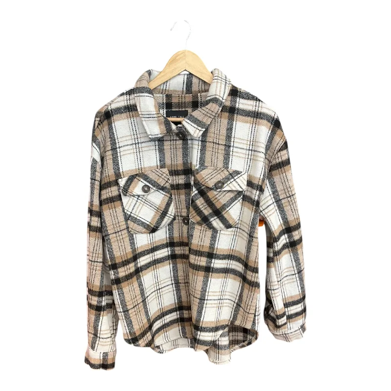 Jacket Shirt By Love Tree In Plaid Pattern, Size: L