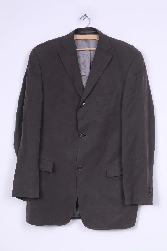 Pierre Cardin Mens 42 M Blazer Jacket Grey Single Breasted Shoulder Pads