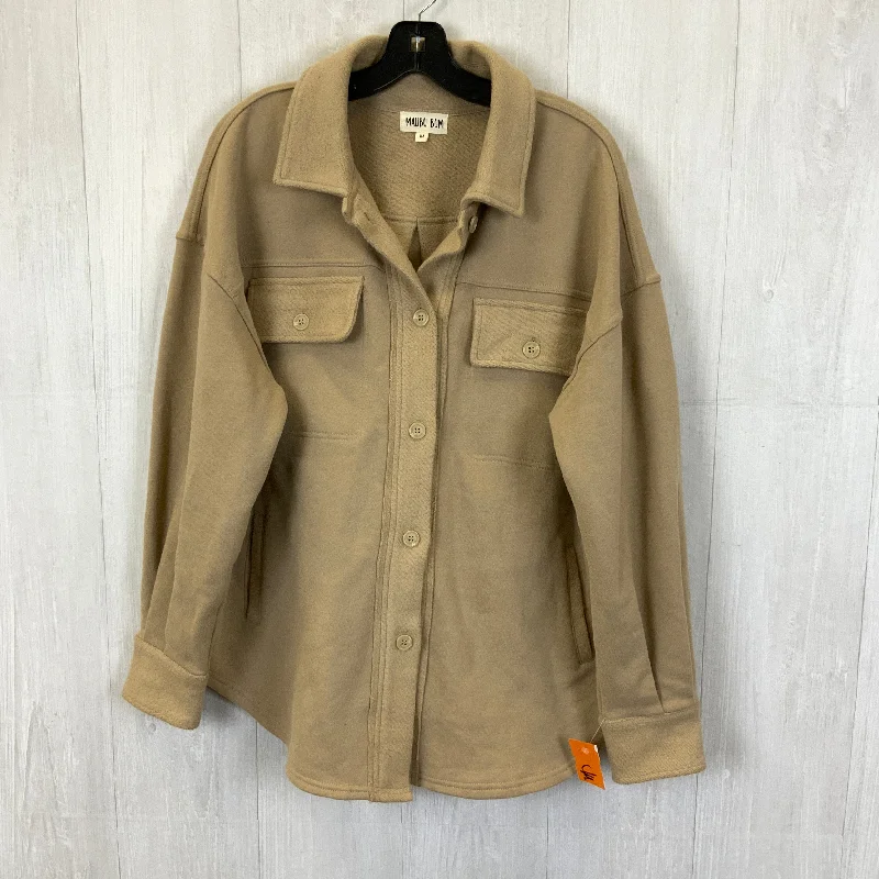 Jacket Shirt By Clothes Mentor In Tan, Size: M