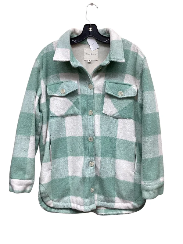 Jacket Fleece By Thread And Supply In Green & White, Size: M