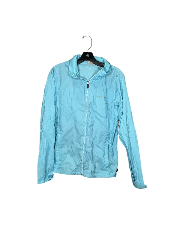 Jacket Windbreaker By Columbia In Blue, Size: L