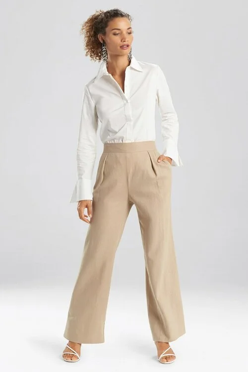 Solid Linen Wide Leg Pants