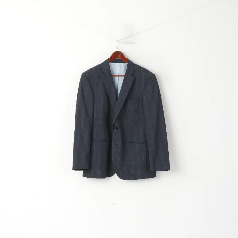 Roy Robson Men 26 40 Blazer Navy Guabello Wool Striped Single Breasted Italy Jacket