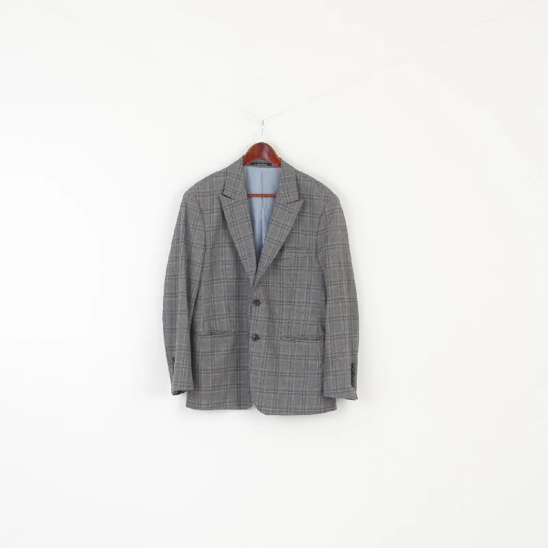 Lantier Guabello Men 42 52 Blazer Gray Check Super 130'S Vintage Jacket