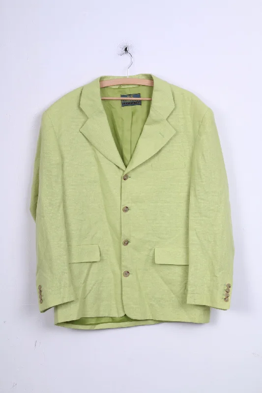 P.S. Company Mens 50 L Jacket Lime Blazer Linen Single Breasted