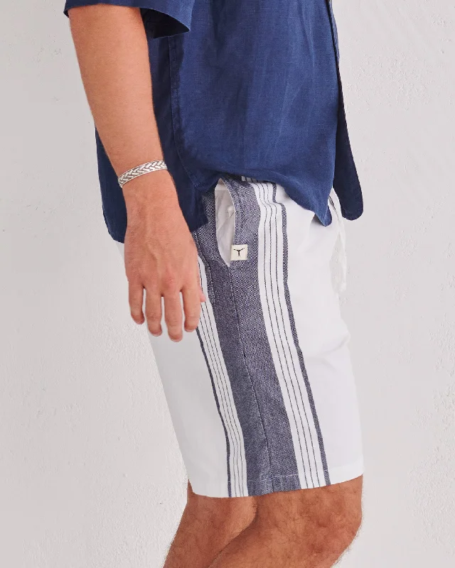 White & Navy Classic Shorts