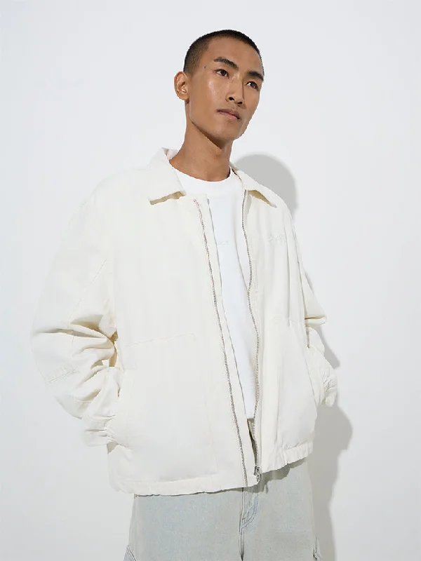 Nuon Off-White Relaxed-Fit Cotton Jacket