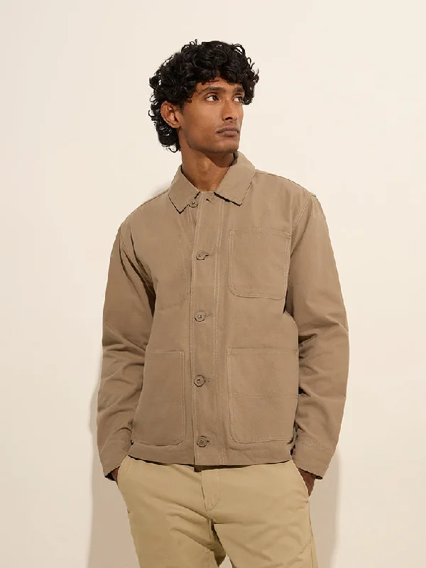 WES Casuals Khaki Relaxed-Fit Cotton Jacket