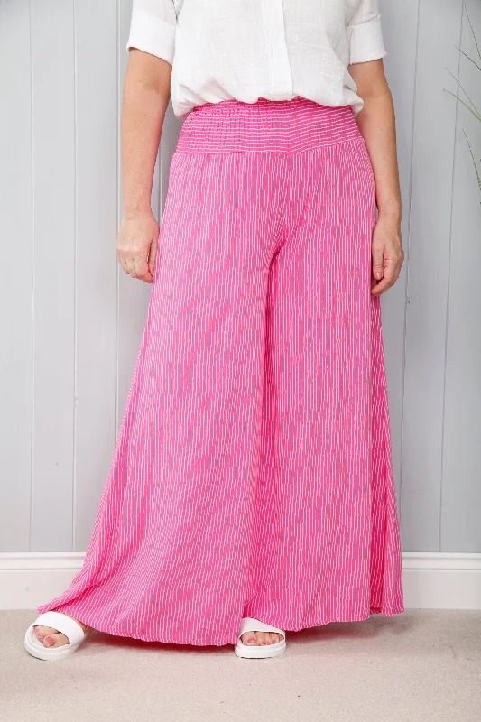 Fuchsia Striped Palazzo Pants