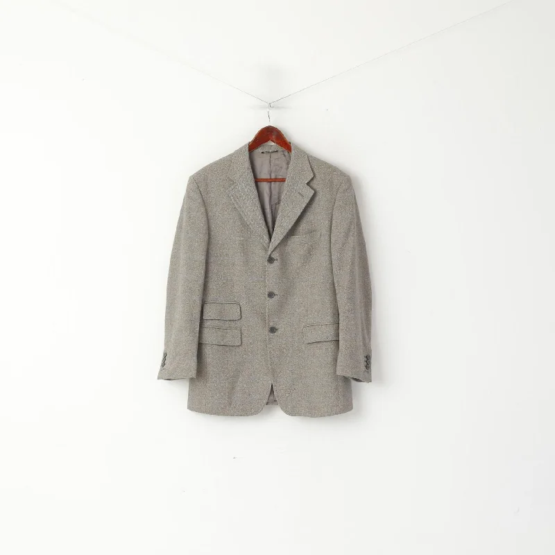 Maurizio Santini Men 48 38 Blazer Gray Wool Herringbone Made in Italy Jacket