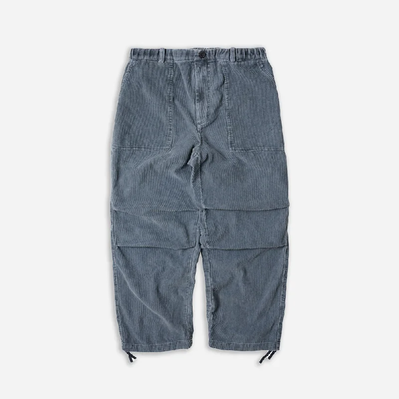 CORDUROY BANDING WIDE FATIGUE PANTS - NAVY