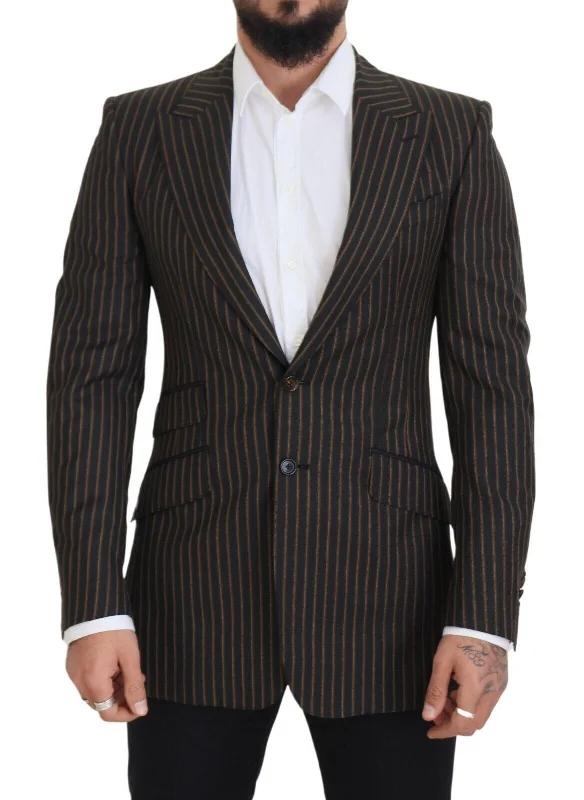 Dolce & Gabbana Elegant Striped Wool Blend Slim Men's Blazer